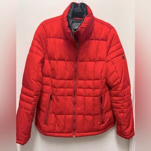 Calvin Klein Red lightweight puffer jacket full zip Pea coat size M